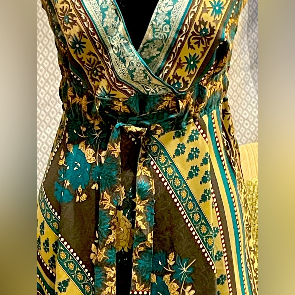 Moda Ibizaa Boho Halter Maxi Dress, backless silk dress, tie front. - Picture 2 of 7